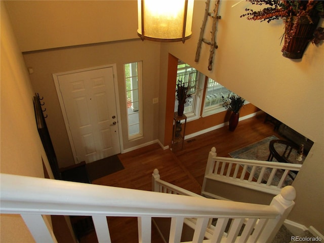 10522 Stoneflower Dr, Parker, CO 80134 - foyer with wood finished floors and baseboards
