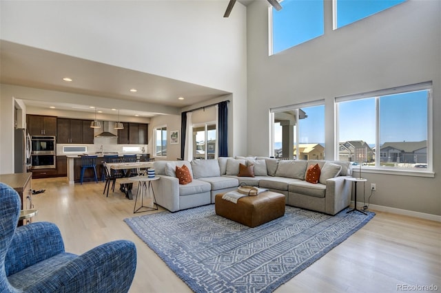 10024 Waterton Canyon Way, Colorado Springs, CO 80924 - living room with light wood-style flooring, a wealth of natural light, and baseboards