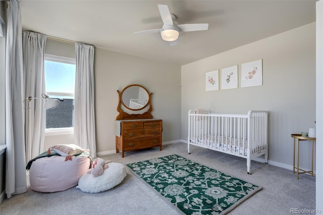 10024 Waterton Canyon Way, Colorado Springs, CO 80924 - bedroom with carpet flooring, baseboards, and ceiling fan