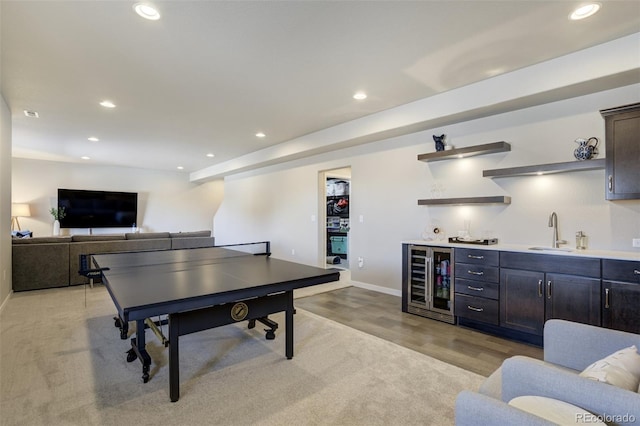 10024 Waterton Canyon Way, Colorado Springs, CO 80924 - playroom featuring recessed lighting, indoor wet bar, beverage cooler, and a sink