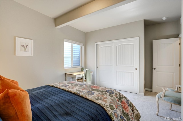 10024 Waterton Canyon Way, Colorado Springs, CO 80924 - carpeted bedroom featuring beamed ceiling and a closet