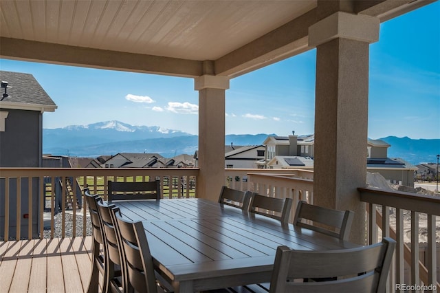 10024 Waterton Canyon Way, Colorado Springs, CO 80924 - wooden deck featuring a mountain view and a residential view