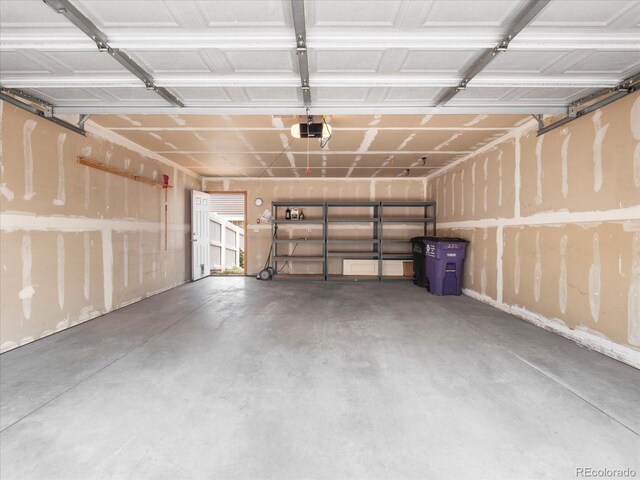 garage with a garage door opener