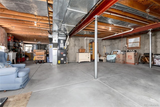 below grade area with heating unit