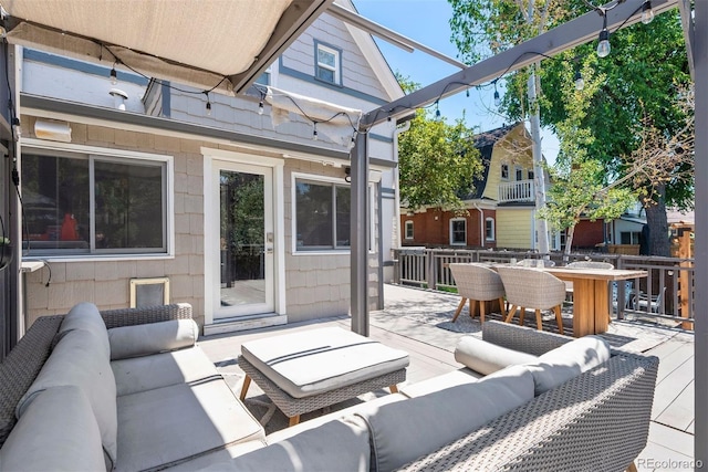 321 S Emerson St, Denver, CO 80209 - wooden terrace with an outdoor hangout area and outdoor dining area