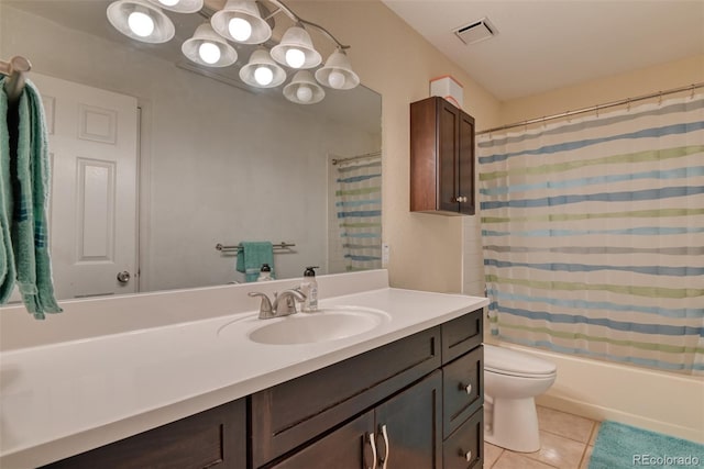 972 Columbine Ave, Colorado Springs, CO 80904 - bathroom with vanity, tile patterned flooring, and shower / bath combination with curtain