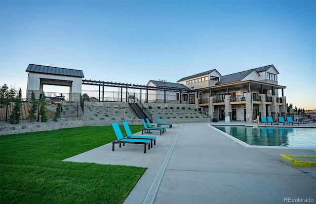 community pool with a patio