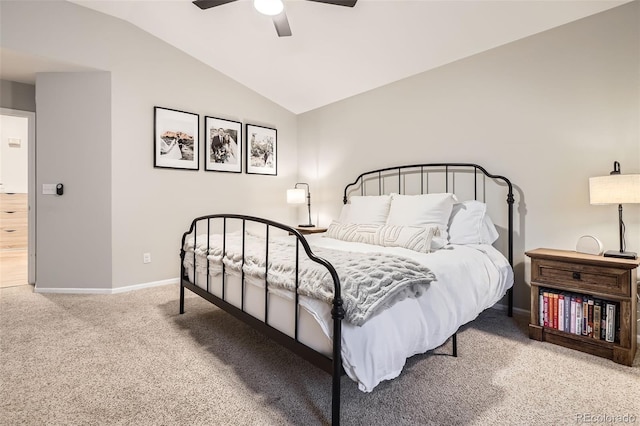 16179 W 70th Pl, Arvada, CO 80007 - carpeted bedroom featuring lofted ceiling, baseboards, and ceiling fan