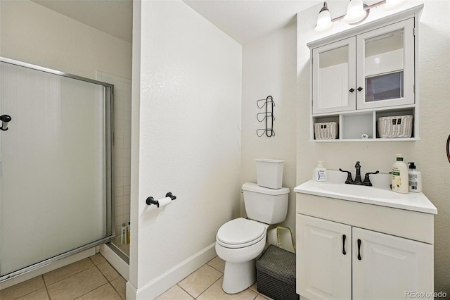1063 Roslyn Ct, Denver, CO 80230 - full bathroom with a stall shower, tile patterned floors, toilet, and vanity