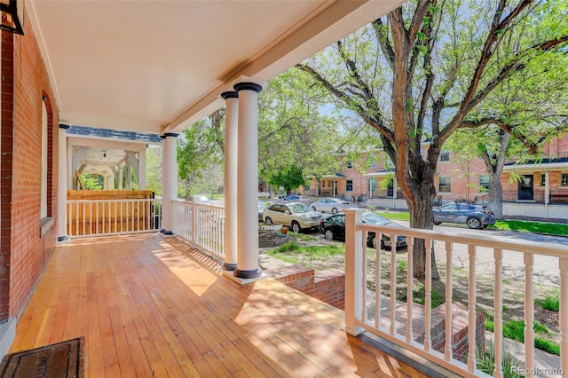 deck with a porch
