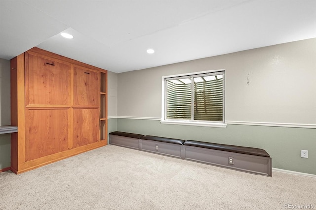 unfurnished bedroom with carpet, recessed lighting, and baseboards