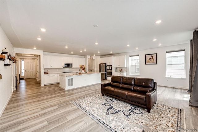 living room featuring light hardwood / wood-style floors