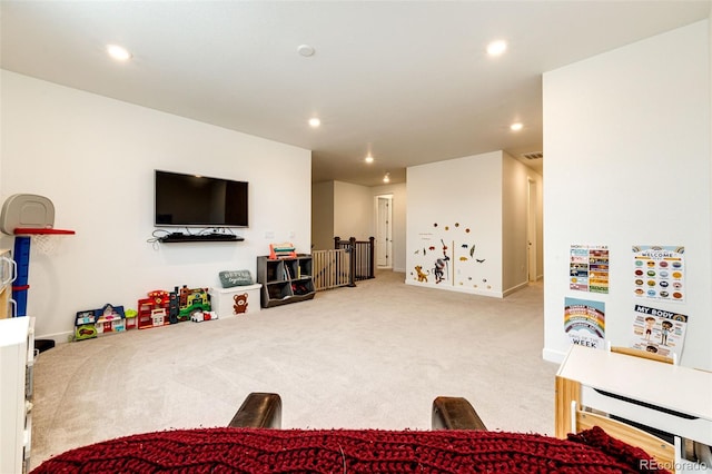 game room featuring carpet flooring