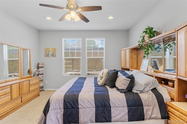 15895 Columbine St, Thornton, CO 80602 - bedroom with light colored carpet, recessed lighting, and a ceiling fan