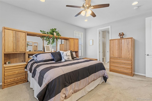 15895 Columbine St, Thornton, CO 80602 - bedroom with light carpet, recessed lighting, and a ceiling fan