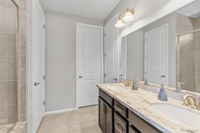 15895 Columbine St, Thornton, CO 80602 - bathroom with double vanity and tiled shower