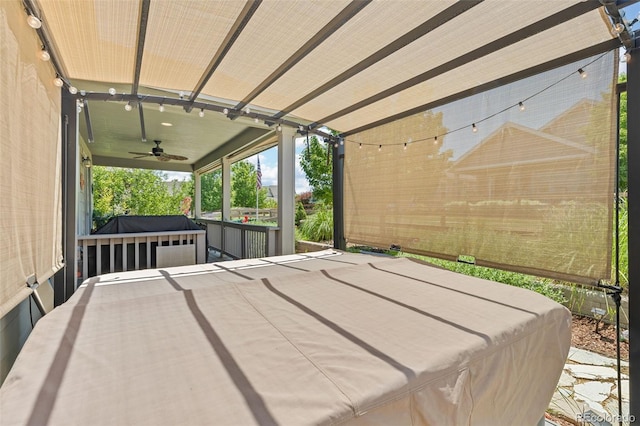 15895 Columbine St, Thornton, CO 80602 - view of patio / terrace featuring a hot tub and a ceiling fan
