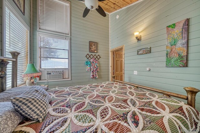 10199 W Cheyenne Cir, Salida, CO 81201 - bedroom featuring wood walls and cooling unit