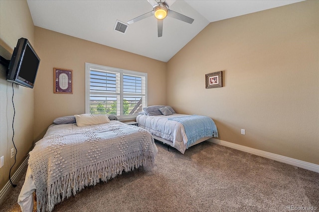 8655 E 130th Ave, Thornton, CO 80602 - carpeted bedroom featuring lofted ceiling, baseboards, and ceiling fan