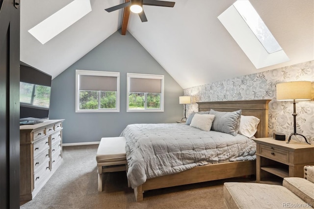 7312 Marshall Rd, Larkspur, CO 80118 - bedroom featuring a skylight, carpet, and ceiling fan