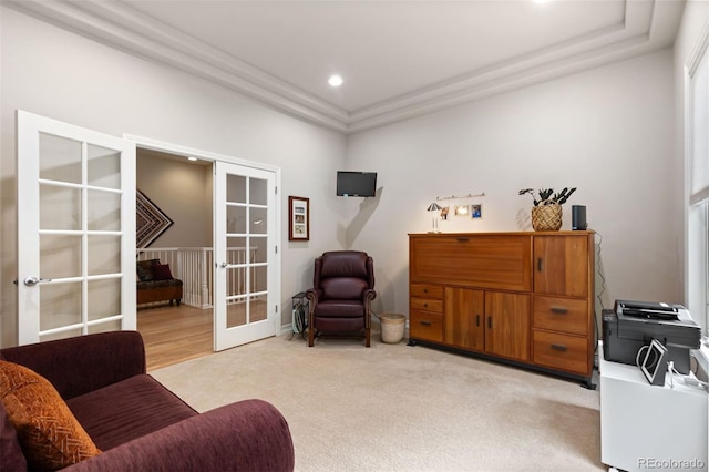 652 Ulster Way, Denver, CO 80230 - sitting room with french doors, recessed lighting, and light carpet