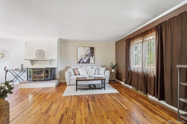3871 W Saratoga Ave, Littleton, CO 80123 - living room featuring wood finished floors and a glass covered fireplace