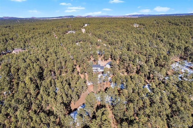 bird's eye view featuring a view of trees