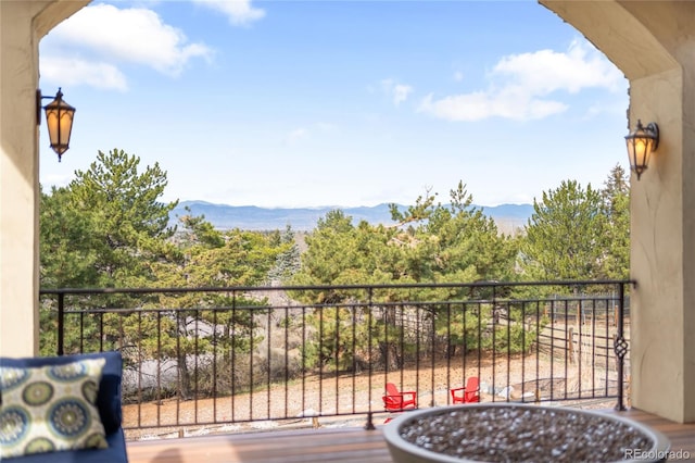 balcony with a mountain view