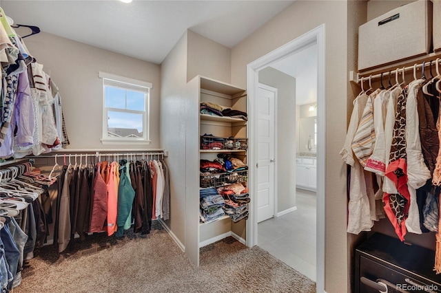spacious closet featuring carpet floors