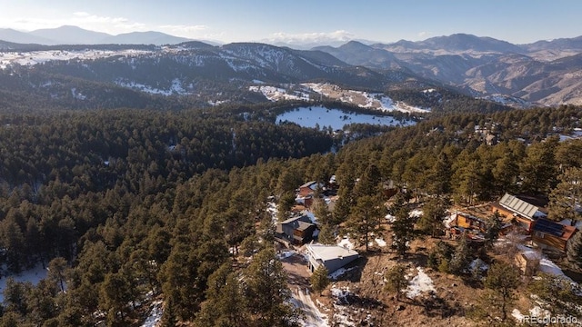 birds eye view of property with a mountain view