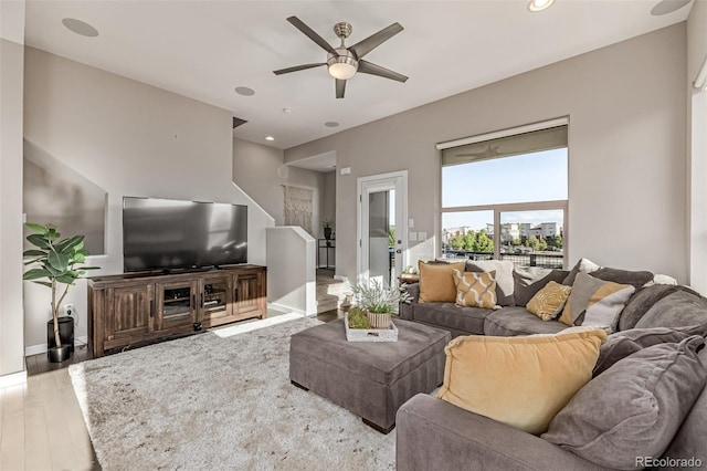 10305 Martin Luther King Blvd, Denver, CO 80238 - living area with ceiling fan, recessed lighting, and wood finished floors
