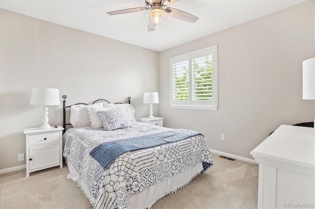 1449 Braewood Ave, Highlands Ranch, CO 80129 - bedroom with light colored carpet, baseboards, and a ceiling fan