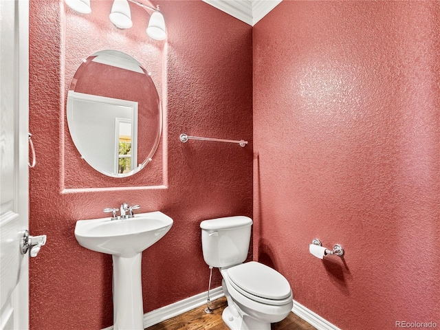 bathroom featuring hardwood / wood-style flooring, sink, and toilet