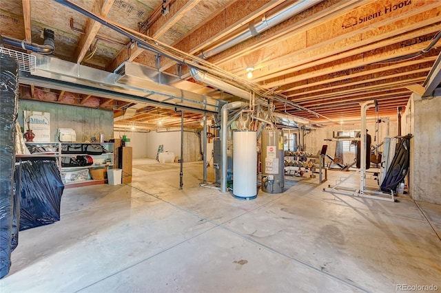 basement with water heater