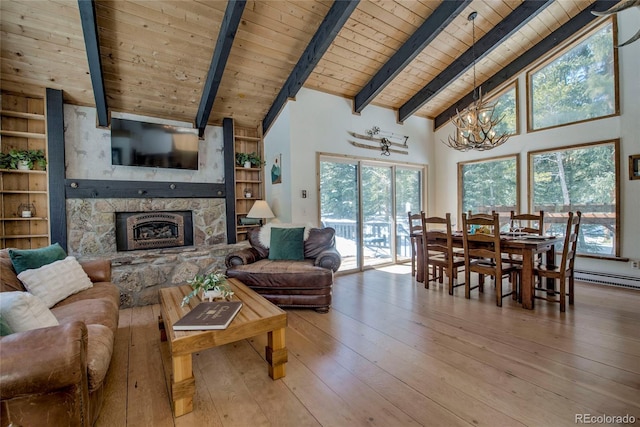 68 Starlit Ln, Blue River, CO 80424 - living area with beam ceiling, a healthy amount of sunlight, and wood ceiling