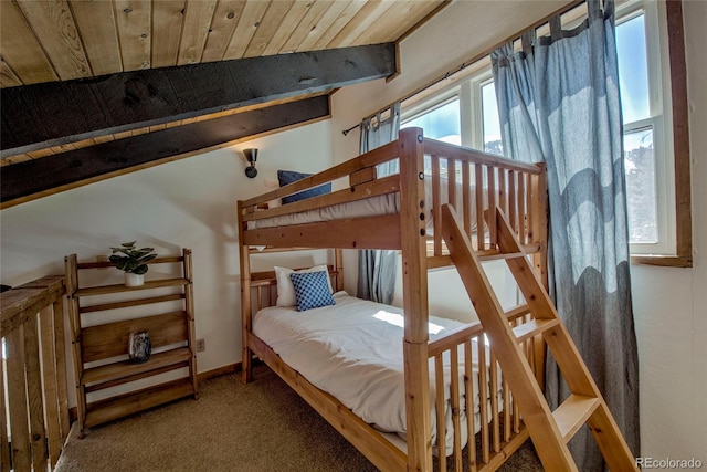68 Starlit Ln, Blue River, CO 80424 - carpeted bedroom featuring wood ceiling and baseboards
