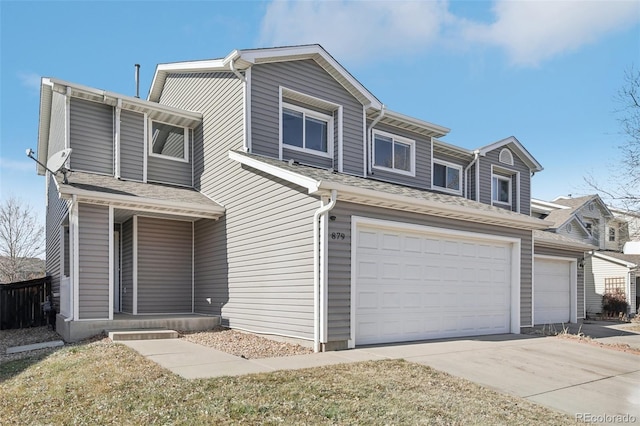 view of front of property with a garage