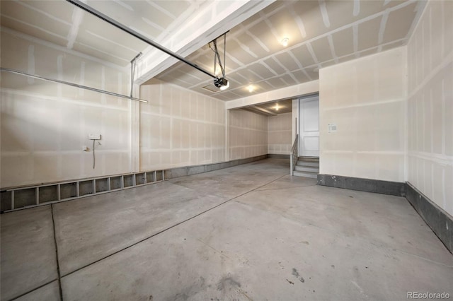 garage with a garage door opener