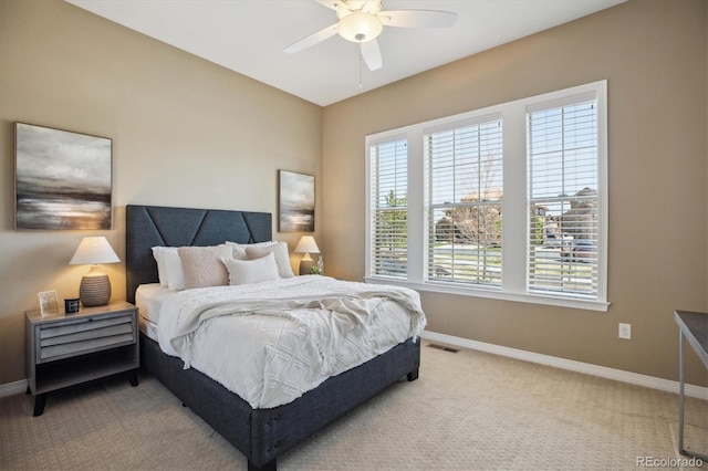 10731 Featherwalk Ln, Highlands Ranch, CO 80126 - bedroom with baseboards, visible vents, a ceiling fan, and carpet floors
