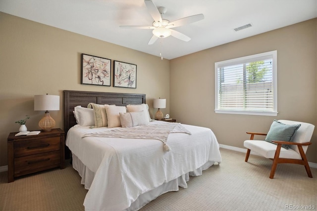 10731 Featherwalk Ln, Highlands Ranch, CO 80126 - bedroom featuring light carpet, baseboards, and ceiling fan