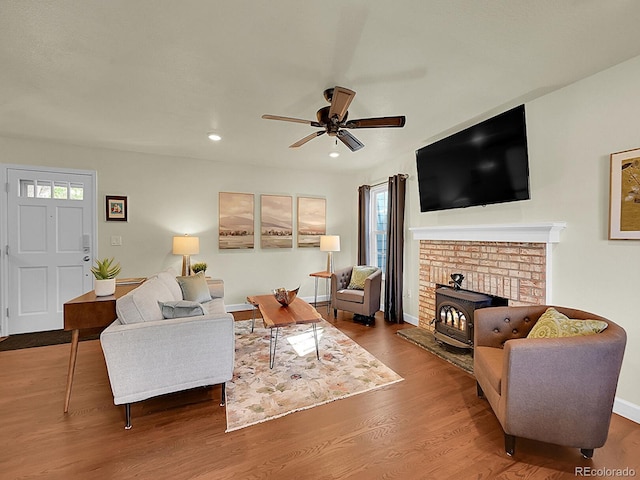 5319 E Davies Dr, Centennial, CO 80122 - living area featuring plenty of natural light, ceiling fan, wood finished floors, and recessed lighting