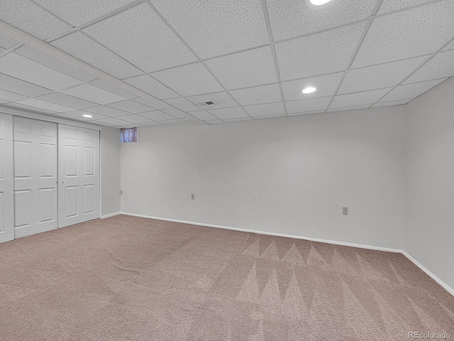 5319 E Davies Dr, Centennial, CO 80122 - finished below grade area with carpet flooring, recessed lighting, and a paneled ceiling