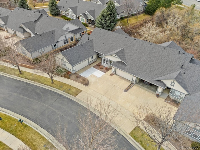 aerial view with a residential view