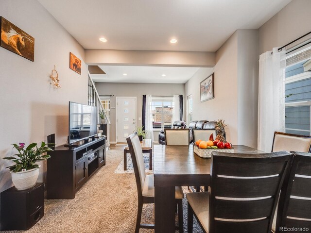 246 Ash St, Bennett, CO 80102 - dining space featuring light colored carpet and recessed lighting