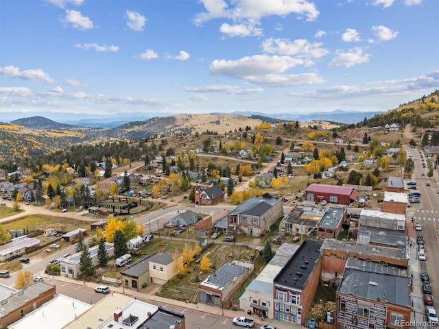 birds eye view of property featuring a mountain view