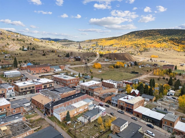 birds eye view of property with a mountain view