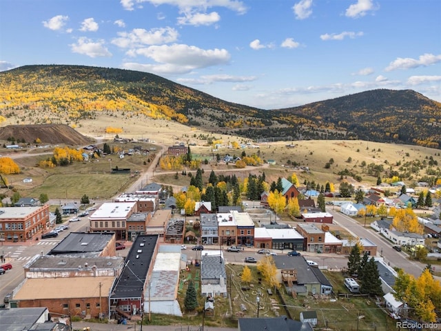 drone / aerial view with a mountain view