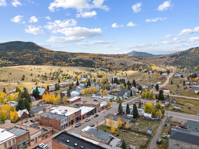 aerial view with a mountain view