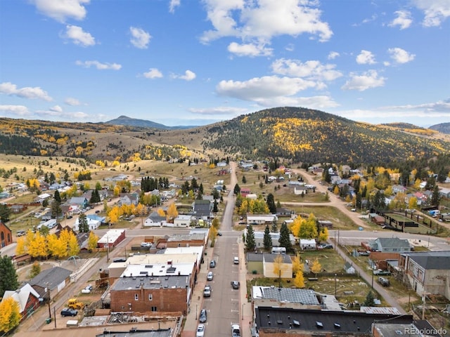 bird's eye view with a mountain view