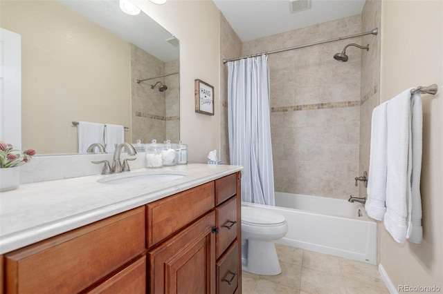 3433 N Wabash St, Denver, CO 80238 - full bathroom featuring vanity, shower / bath combo with shower curtain, and tile patterned floors